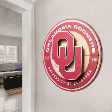 Oklahoma Sooners 3DX Circle Backer Wall Art