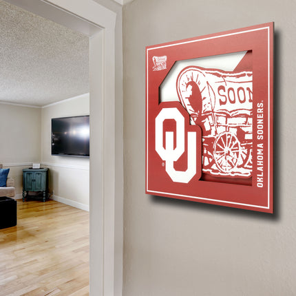 Oklahoma Sooners 3D Logo Series Wall Art - 12x12