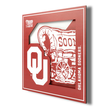 Oklahoma Sooners 3D Logo Series Wall Art - 12x12