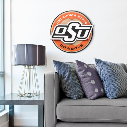 Oklahoma State Cowboys 3DX Circle Backer Wall Art