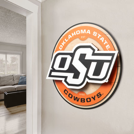 Oklahoma State Cowboys 3DX Circle Backer Wall Art