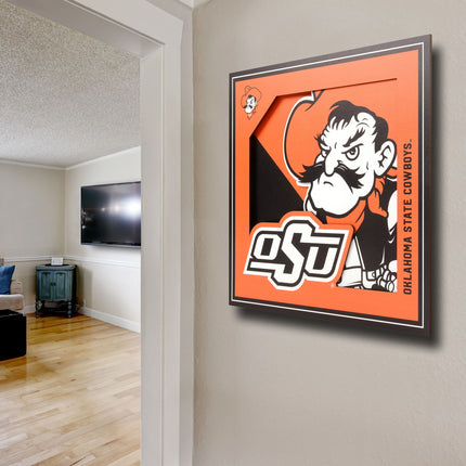 Oklahoma State Cowboys 3D Logo Series Wall Art - 12x12