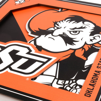 Oklahoma State Cowboys 3D Logo Series Wall Art - 12x12