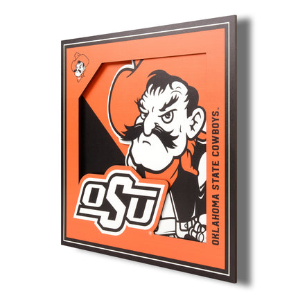 Oklahoma State Cowboys 3D Logo Series Wall Art - 12x12