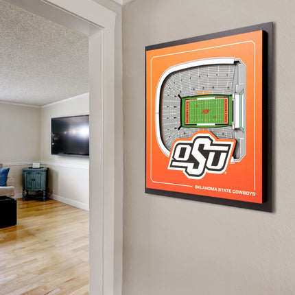 Oklahoma State Cowboys 3D StadiumView Wall Art 12x12