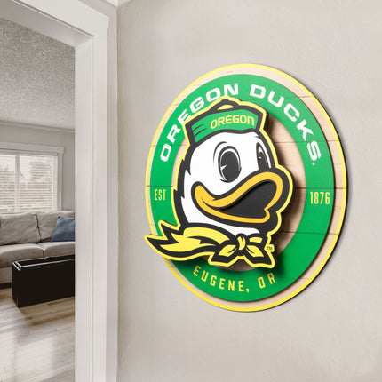 Oregon Ducks 3DX Circle Backer Wall Art