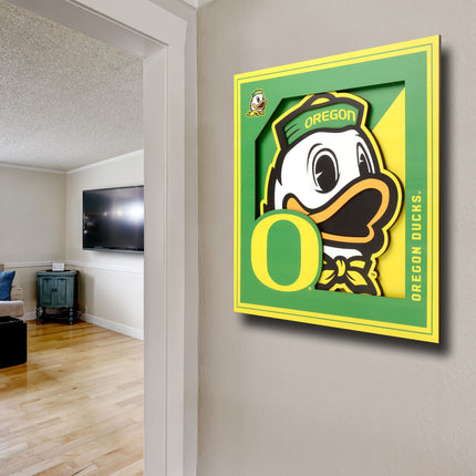 Oregon Ducks 3D Logo Series Wall Art - 12x12