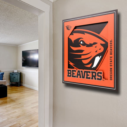 Oregon State Beavers 3D Logo Series Wall Art - 12x12