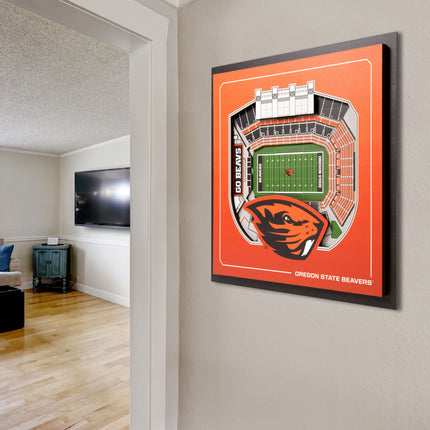 Oregon State Beavers 3D StadiumView Wall Art 12x12
