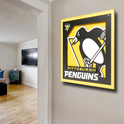 Pittsburgh Penguins 3D Logo Series Wall Art - 12x12