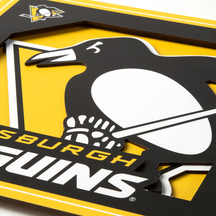 Pittsburgh Penguins 3D Logo Series Wall Art - 12x12