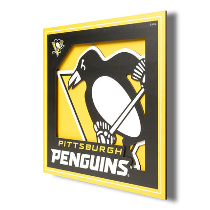 Pittsburgh Penguins 3D Logo Series Wall Art - 12x12