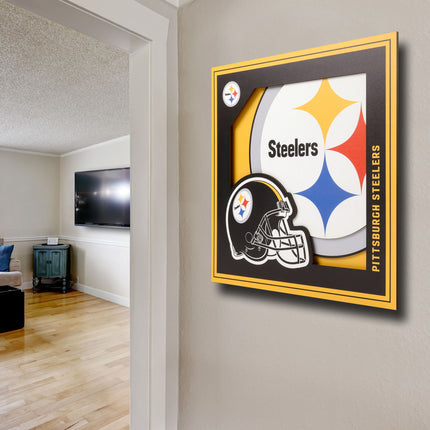 Pittsburgh Steelers 3D Logo Series Wall Art - 12x12