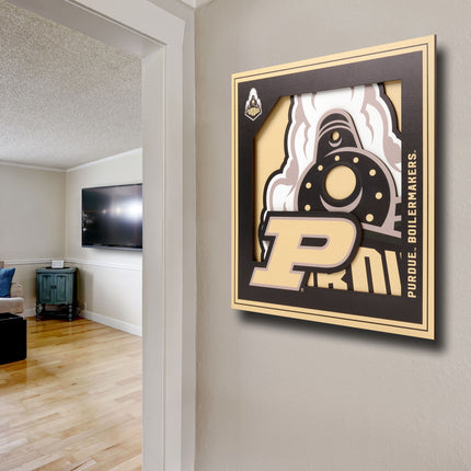 Purdue Boilermakers 3D Logo Series Wall Art - 12x12