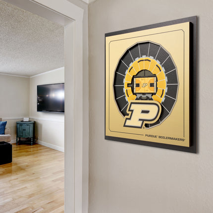 Purdue Boilermakers 3D StadiumView Wall Art 12x12