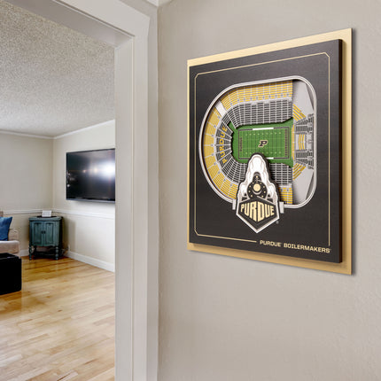 Purdue Boilermakers 3D StadiumView Wall Art 12x12