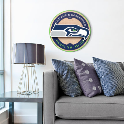 Seattle Seahawks 3DX Circle Backer Wall Art