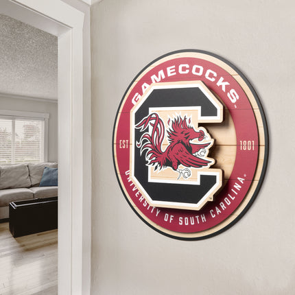 South Carolina Gamecocks 3DX Circle Backer Wall Art