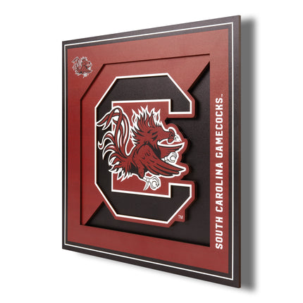 South Carolina Gamecocks 3D Logo Series Wall Art - 12x12