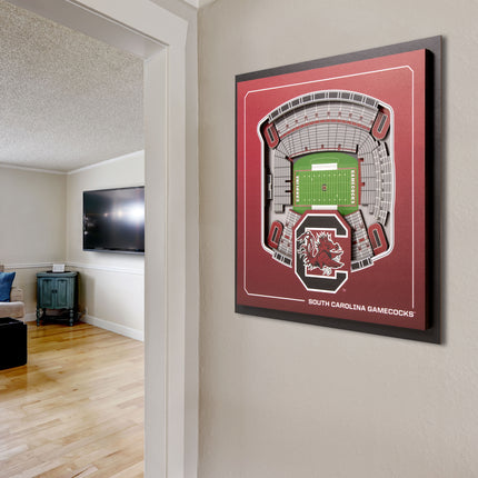 South Carolina Gamecocks 3D StadiumView Wall Art 12x12