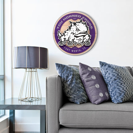 TCU Horned Frogs 3DX Circle Backer Wall Art