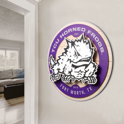 TCU Horned Frogs 3DX Circle Backer Wall Art