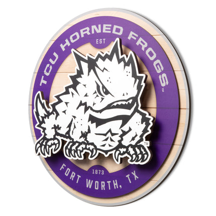 TCU Horned Frogs 3DX Circle Backer Wall Art