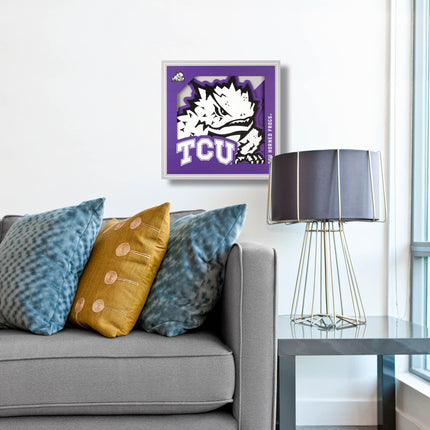 TCU Horned Frogs 3D Logo Series Wall Art - 12x12
