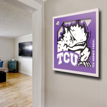 TCU Horned Frogs 3D Logo Series Wall Art - 12x12