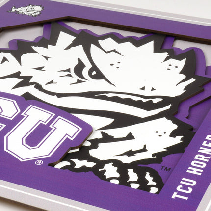 TCU Horned Frogs 3D Logo Series Wall Art - 12x12