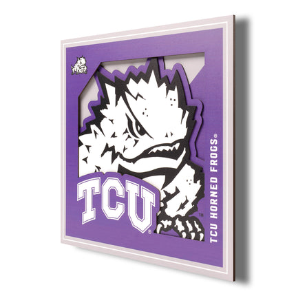 TCU Horned Frogs 3D Logo Series Wall Art - 12x12