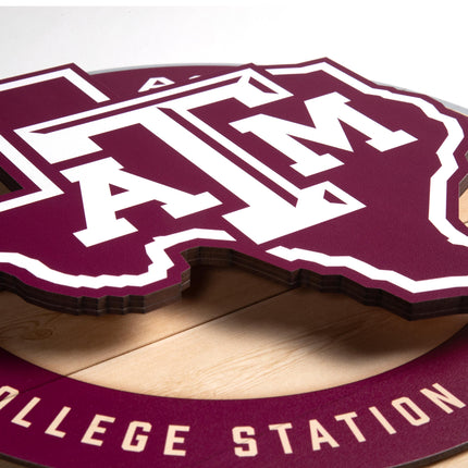 Texas A&M Aggies 3DX Circle Backer Wall Art