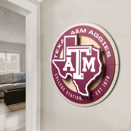 Texas A&M Aggies 3DX Circle Backer Wall Art