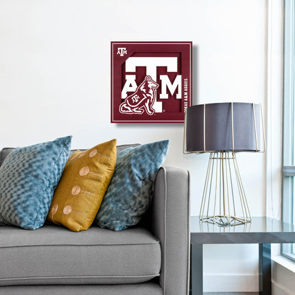 Texas A&M Aggies 3D Logo Series Wall Art - 12x12