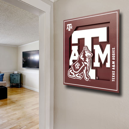 Texas A&M Aggies 3D Logo Series Wall Art - 12x12