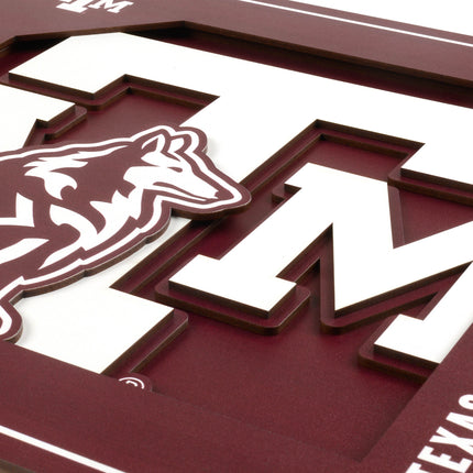 Texas A&M Aggies 3D Logo Series Wall Art - 12x12