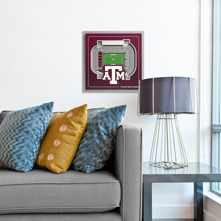 Texas A&M Aggies 3D StadiumView Wall Art 12x12
