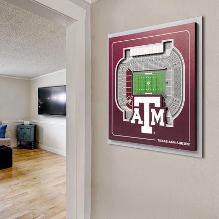 Texas A&M Aggies 3D StadiumView Wall Art 12x12
