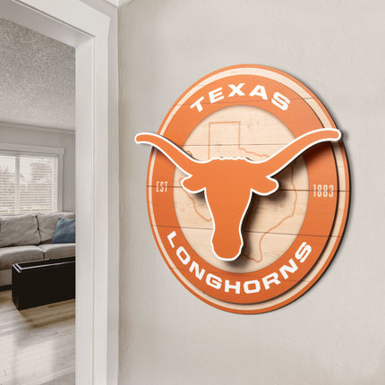 Texas Longhorns 3DX Circle Backer Wall Art