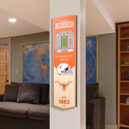 Texas Longhorns 8x32 3D Stadium Banner