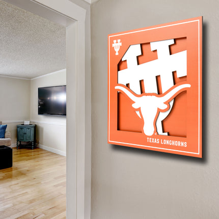 Texas Longhorns 3D Logo Series Wall Art - 12x12