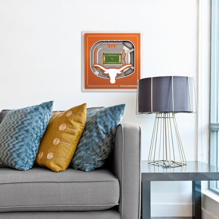 Texas Longhorns 3D StadiumView Wall Art 12x12