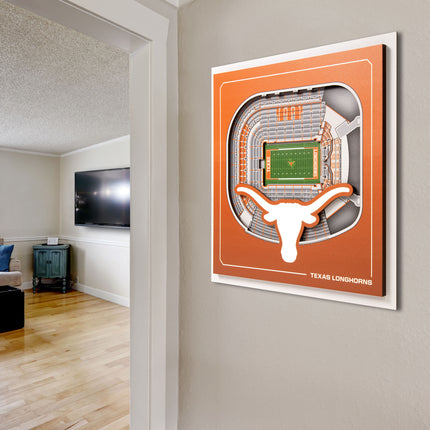 Texas Longhorns 3D StadiumView Wall Art 12x12