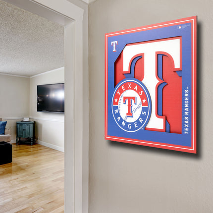 Texas Rangers 3D Logo Series Wall Art - 12x12