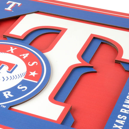 Texas Rangers 3D Logo Series Wall Art - 12x12