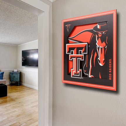 Texas Tech Red Raiders 3D Logo Series Wall Art - 12x12