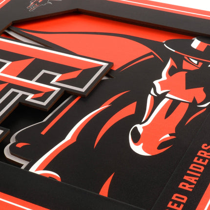 Texas Tech Red Raiders 3D Logo Series Wall Art - 12x12