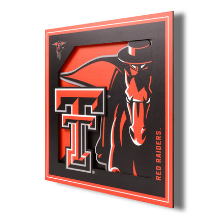 Texas Tech Red Raiders 3D Logo Series Wall Art - 12x12