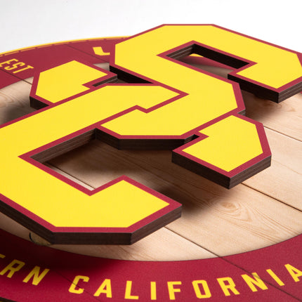 USC Trojans 3DX Circle Backer Wall Art
