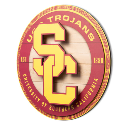 USC Trojans 3DX Circle Backer Wall Art